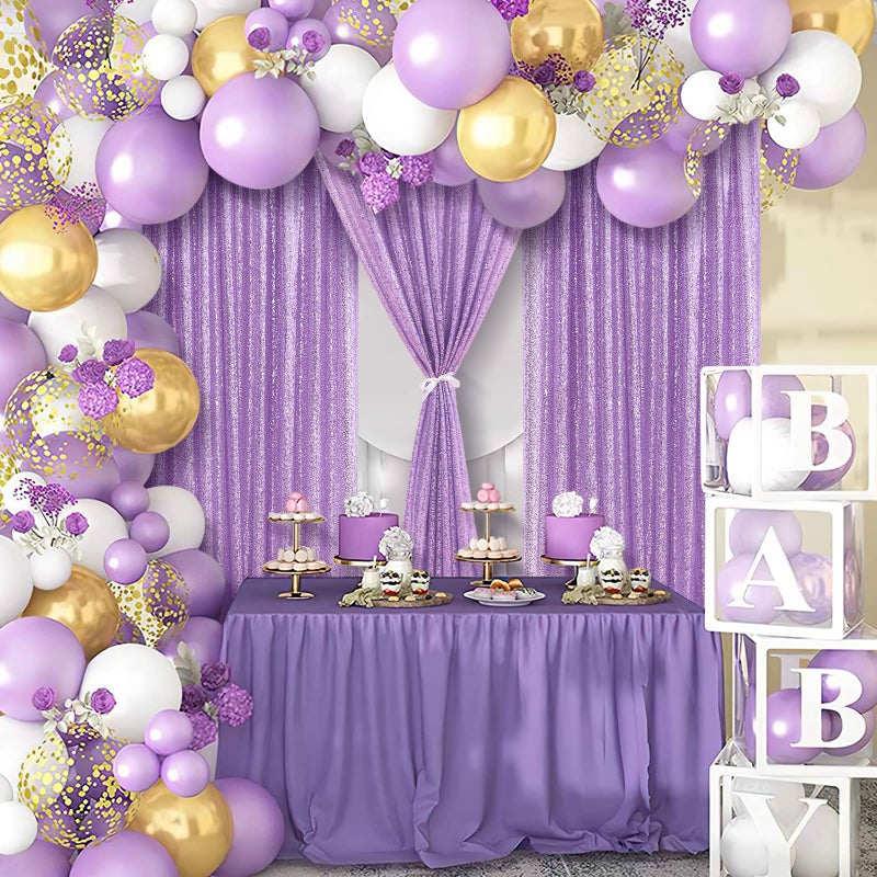 SoarDream Sparkly Sequin Backdrop Curtain 4 Pcs 2ftx8ft Wedding Party Backdrop Lavender Sequence Sequin Photo Booth Backdrop - Image 2